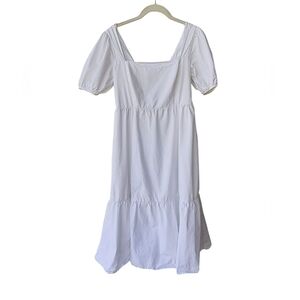 Astr White Tiered Ruffled Midi Cottagecore Milkmaid Medieval Sundress, M